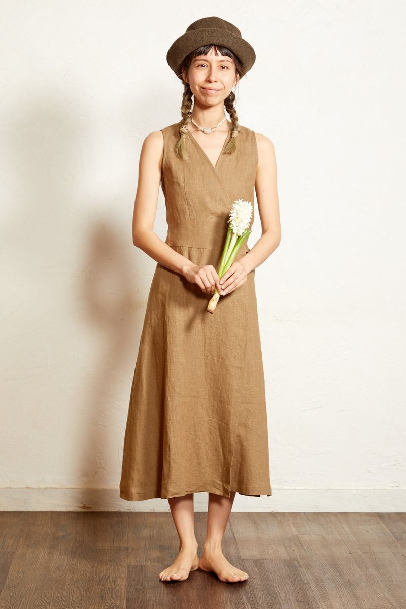yin&yang リネンラップドレス　ブラック　ヨガウェア リネンラップドレス – yinyang - yoga & meditation wear