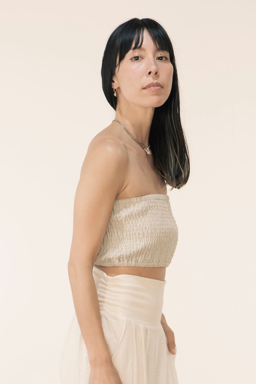 yinyang ハンドウーブントップ　グレー ヘンプストレッチバンドゥトップ – yinyang - yoga & meditation wear